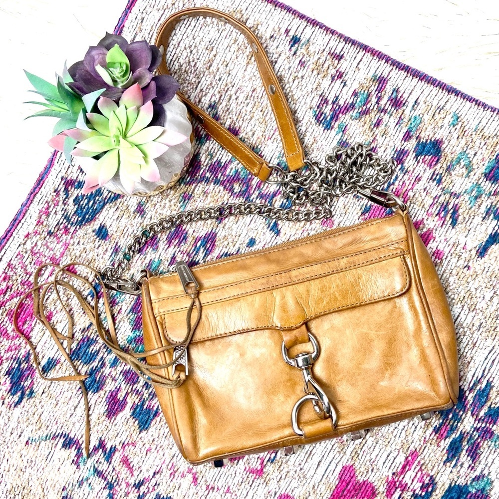 Rebecca Minkoff • bohemian tan studded mini MAC leather Clutch Crossbody Bag